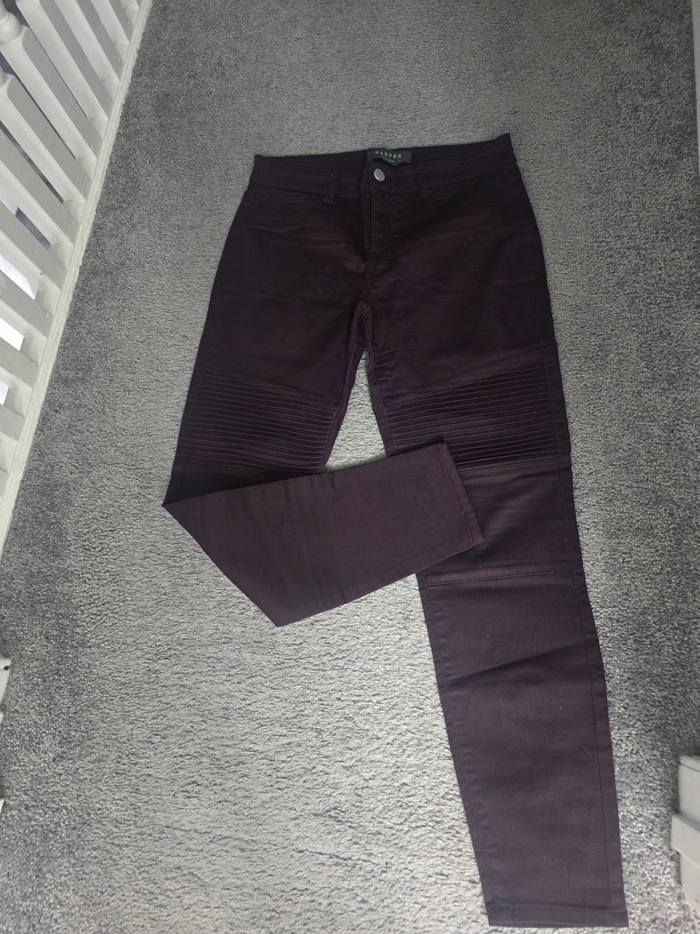Harper Women's Black-to-Deep Purple Moto Skinny Jeans